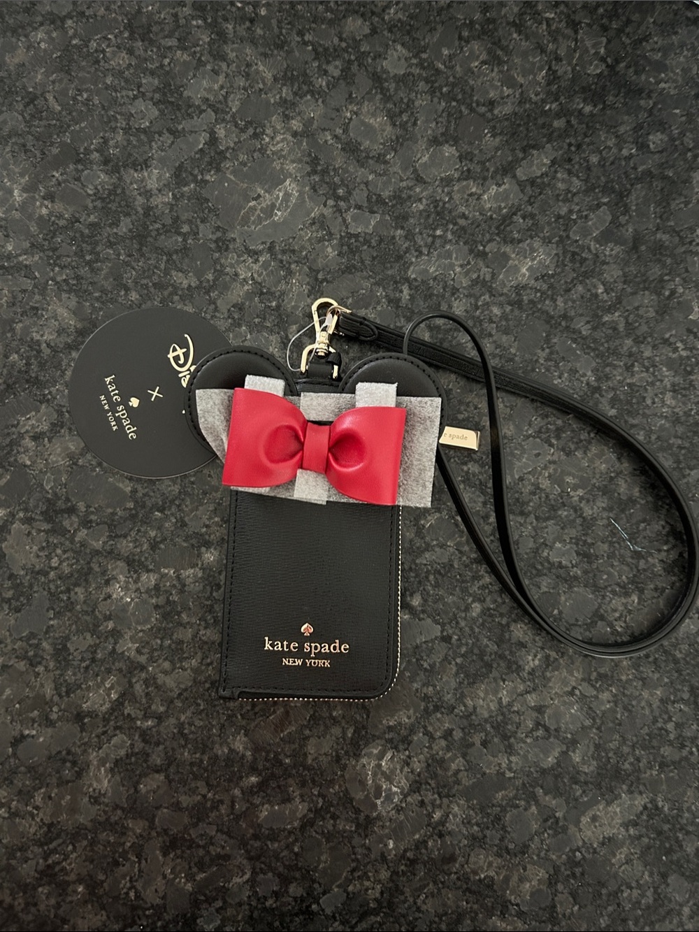 kate spade x Disney Black Bow Lanyard Card Holder